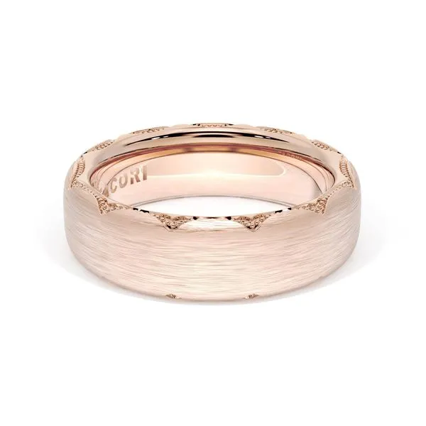 Brushed Finish Wedding Band in 18kt Rose Gold Aires Jewelers Morris Plains, NJ