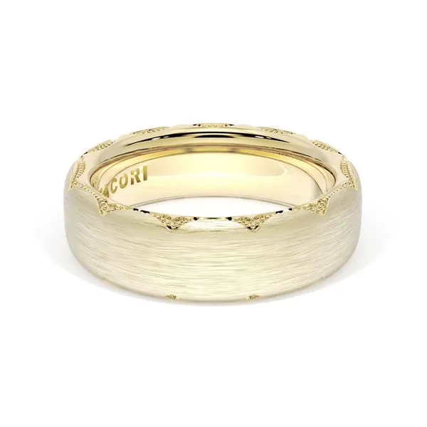 Brushed Finish Wedding Band in 18kt Yellow Gold Aires Jewelers Morris Plains, NJ