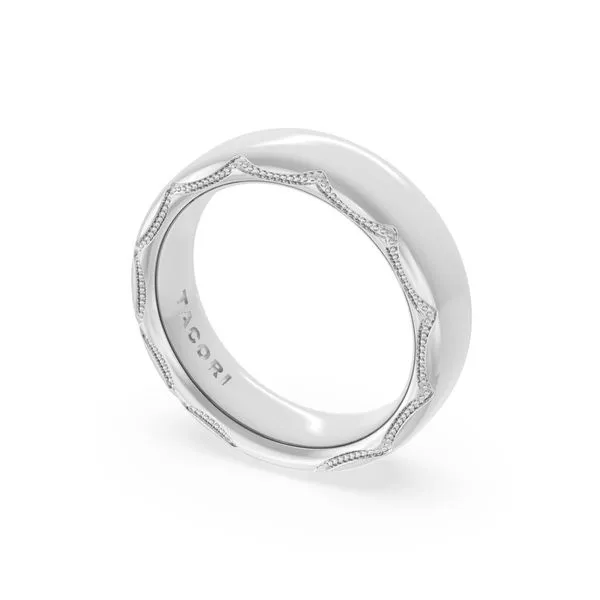 High Polish Wedding Band in 18kt White Gold Aires Jewelers Morris Plains, NJ