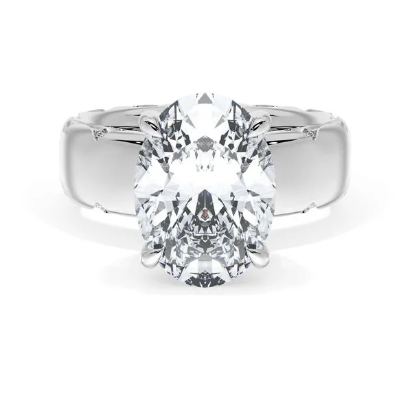 Oval Solitaire Cigar Band Engagement Ring Aires Jewelers Morris Plains, NJ