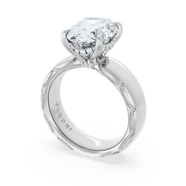 Oval Solitaire Cigar Band Engagement Ring Aires Jewelers Morris Plains, NJ