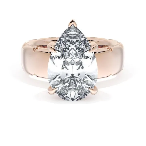 Pear Solitaire Cigar Band Engagement Ring Aires Jewelers Morris Plains, NJ