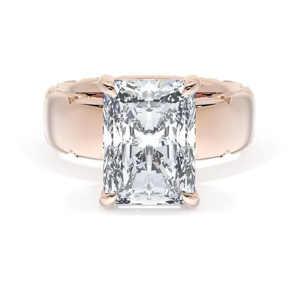 Radiant Solitaire Cigar Band Engagement Ring Aires Jewelers Morris Plains, NJ