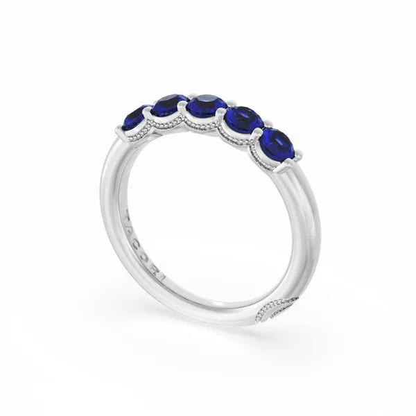 Round Cut Blue Sapphire Eternity Band in Platinum Aires Jewelers Morris Plains, NJ