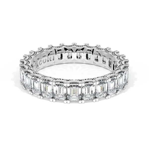 Emerald Cut Diamond Eternity Band in Platinum Aires Jewelers Morris Plains, NJ