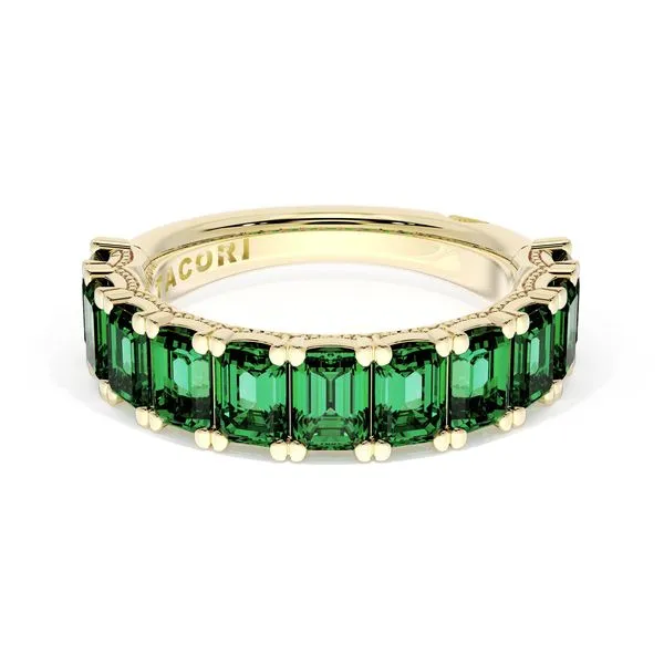 Emerald Cut Emerald Eternity Band in 18kt Yellow Gold Aires Jewelers Morris Plains, NJ