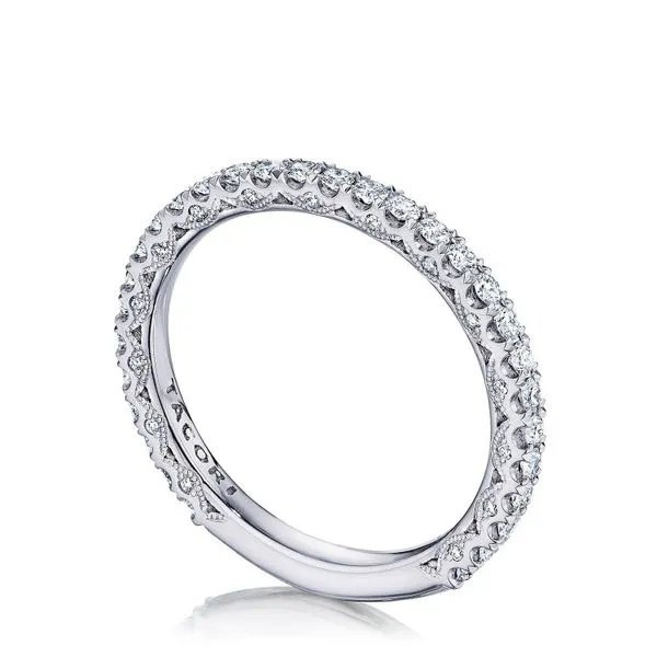 French Pavé Diamond Wedding Band - 2mm Aires Jewelers Morris Plains, NJ