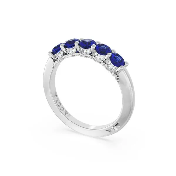 Round Cut Blue Sapphire Eternity Band in Platinum Aires Jewelers Morris Plains, NJ