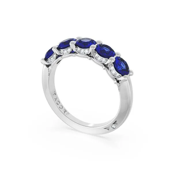 Round Cut Blue Sapphire Eternity Band in 18kt White Gold Aires Jewelers Morris Plains, NJ