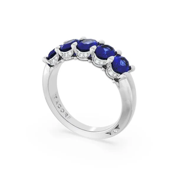 Oval Cut Blue Sapphire Eternity Band in 18kt White Gold Aires Jewelers Morris Plains, NJ
