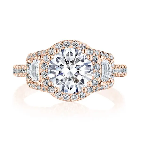 Round 3-Stone Engagement Ring Aires Jewelers Morris Plains, NJ