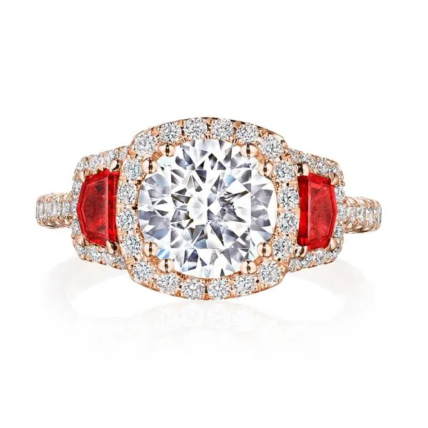 Round with Cushion 3-Stone Engagement Ring Aires Jewelers Morris Plains, NJ