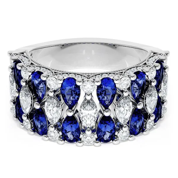 Marquise and Pear Blue Sapphire Mosaic Band Aires Jewelers Morris Plains, NJ