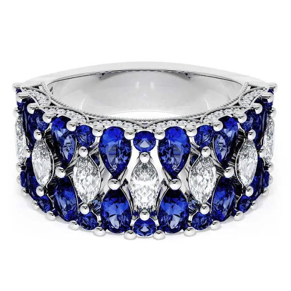 Marquise and Pear Blue Sapphire Mosaic Band Aires Jewelers Morris Plains, NJ