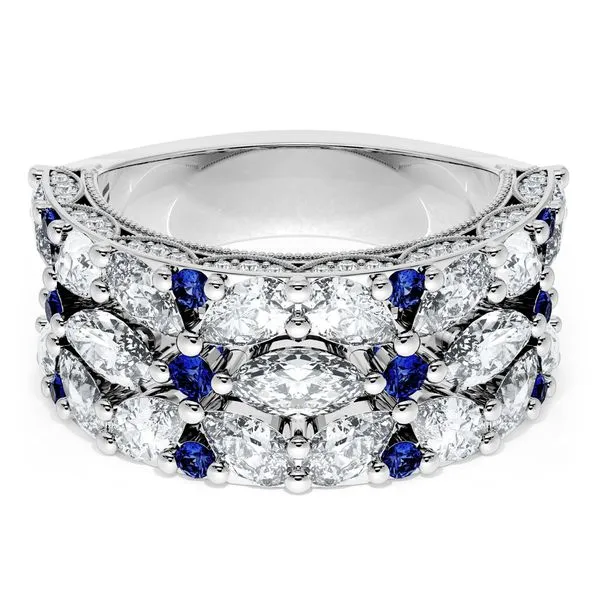 East West Marquise and Pear Blue Sapphire Mosaic Band Aires Jewelers Morris Plains, NJ