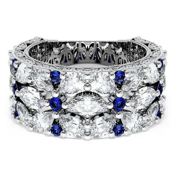 East West Marquise and Pear Blue Sapphire Mosaic Band Aires Jewelers Morris Plains, NJ
