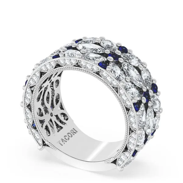 East West Marquise and Pear Blue Sapphire Mosaic Band Aires Jewelers Morris Plains, NJ