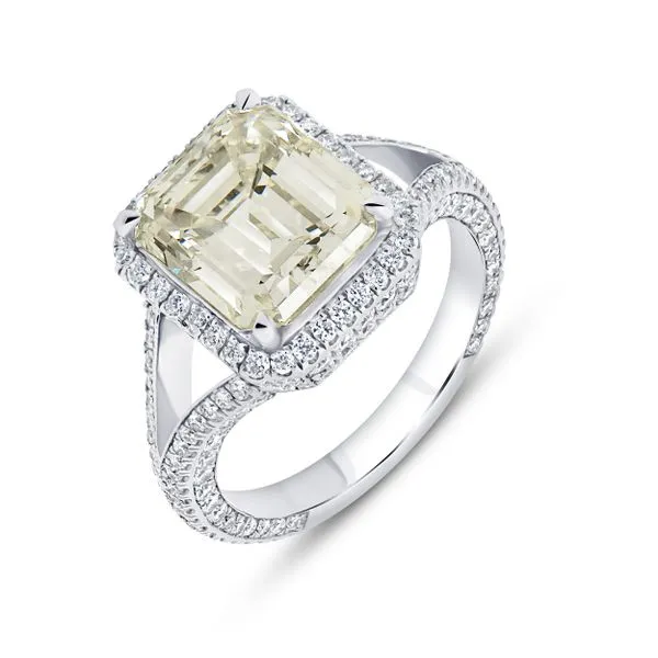 Uneek Natureal Collection Halo Emerald Diamond Engagement Ring Mystique Jewelers Alexandria, VA