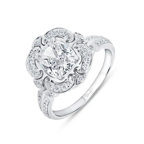 Uneek Silhouette Collection Halo Cushion Cut Diamond Engagement Ring Mystique Jewelers Alexandria, VA