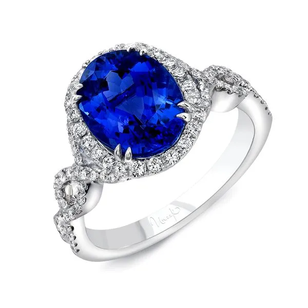 Uneek Radiance Collection Double-Halo Oval Tanzanite Engagement Ring Quest Fine Jewelers Fairfax, VA
