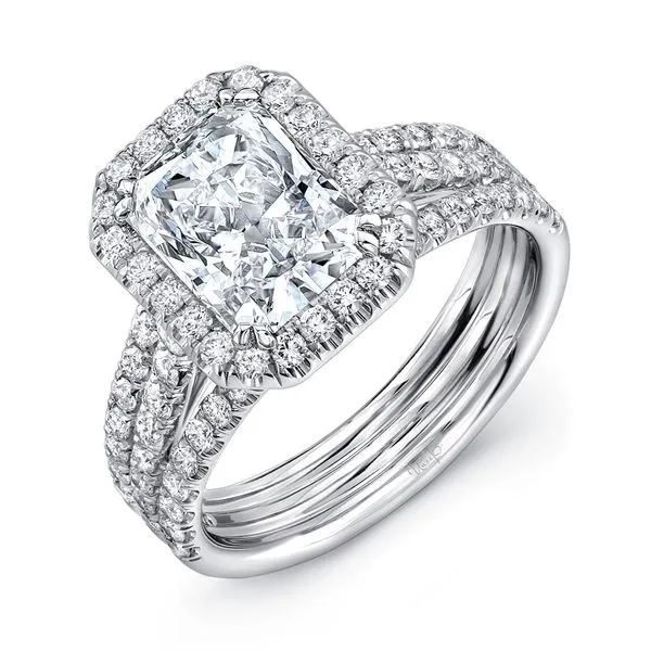 Uneek Signature Collection Halo Radiant Diamond Engagement Ring Quest Fine Jewelers Fairfax, VA