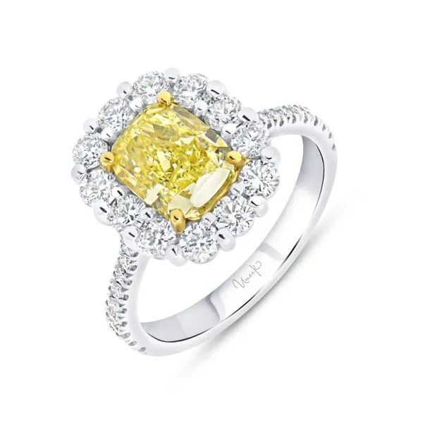 Uneek Natureal Collection Halo Cushion Yellow Diamond Engagement Ring Diamond Source Jewelers Greenwood Village, CO