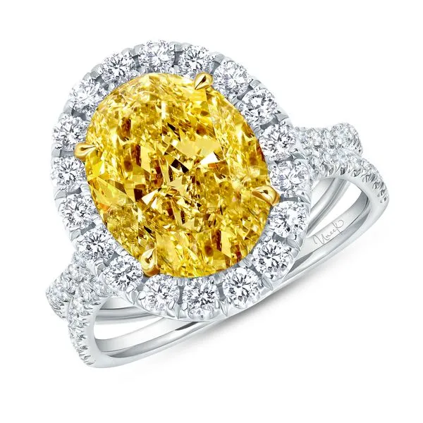 Uneek Natureal Collection Halo Oval Yellow Diamond Engagement Ring Diamond Source Jewelers Greenwood Village, CO