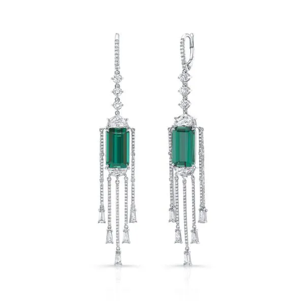 Uneek Precious Collection Emerald Green Tourmaline Chandelier Earrings Quest Fine Jewelers Fairfax, VA