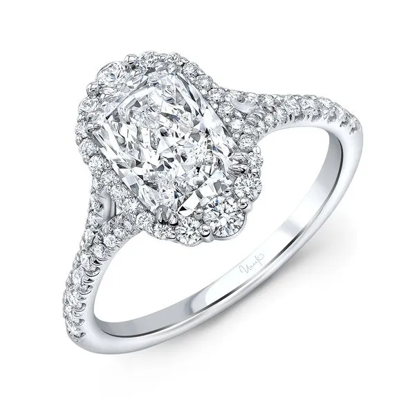 Uneek Signature Collection Split Cushion Diamond Engagement Ring Mystique Jewelers Alexandria, VA