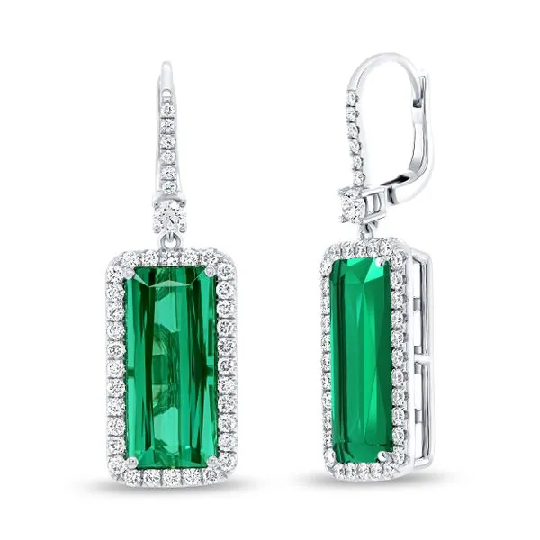 Uneek Precious Collection Halo Emerald Green Tourmaline Drop Earrings Aires Jewelers Morris Plains, NJ
