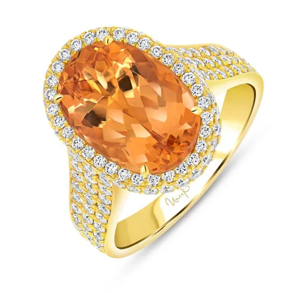 Uneek Precious Collection Halo Oval Topaz Engagement Ring Mystique Jewelers Alexandria, VA