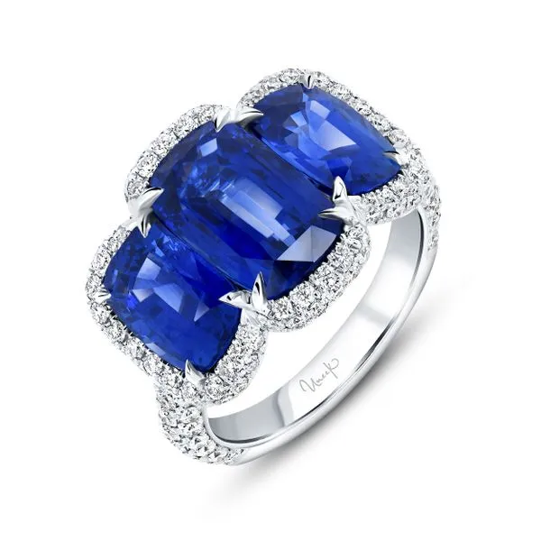 Uneek Precious Collection Halo Cushion Blue Sapphire Anniversary Ring Quest Fine Jewelers Fairfax, VA
