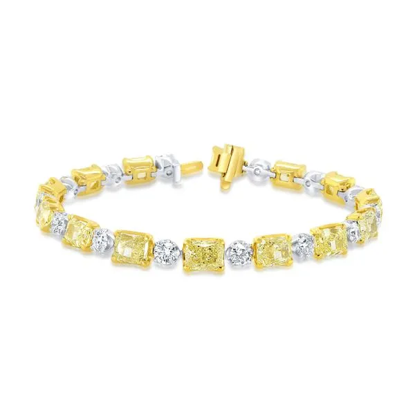 Uneek Natureal Collection Radiant Fancy Yellow Diamond Link Bracelet Mystique Jewelers Alexandria, VA