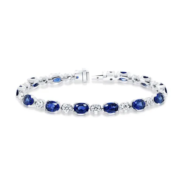 Uneek Precious Collection Oval Blue Sapphire Link Bracelet Aires Jewelers Morris Plains, NJ