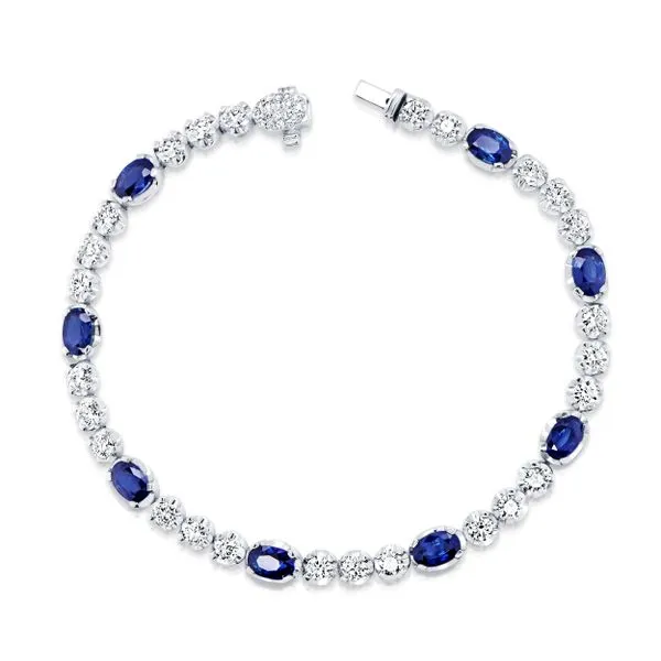 Uneek Precious Collection Oval Blue Sapphire Link Bracelet Quest Fine Jewelers Fairfax, VA