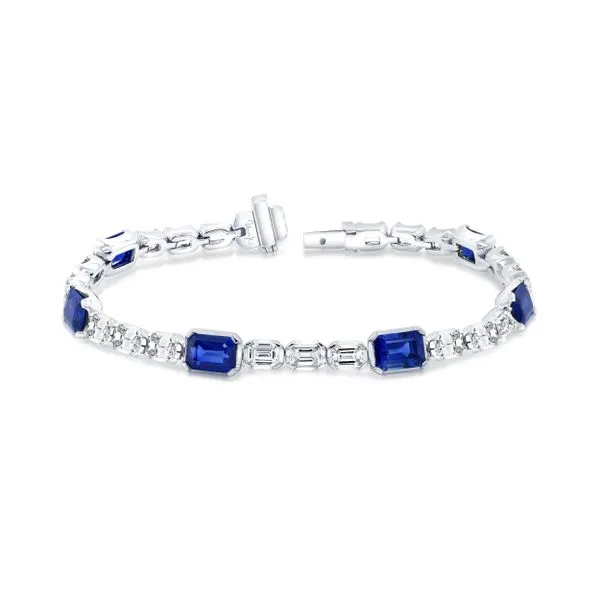 Uneek Precious Collection Emerald Blue Sapphire Link Bracelet Mystique Jewelers Alexandria, VA