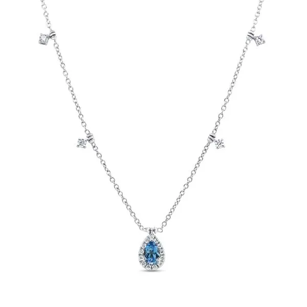 Uneek Precious Collection Pear Blue Sapphire Drop Necklace Aires Jewelers Morris Plains, NJ