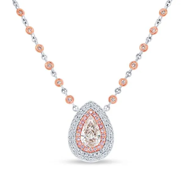 Uneek Natureal Collection Triple-Halo Pear Fancy Pink Diamond Fashion Pendant Diamond Source Jewelers Greenwood Village, CO