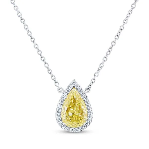 Uneek Natureal Collection Halo Pear Fancy Yellow Diamond Fashion Necklace Diamond Source Jewelers Greenwood Village, CO