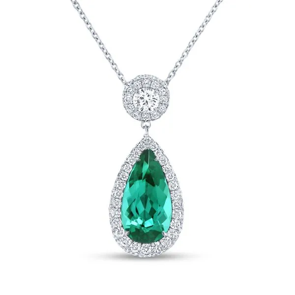 Uneek Precious Collection Pear Green Tourmaline Drop Pendant Diamond Source Jewelers Greenwood Village, CO