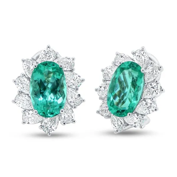 Uneek Precious Collection Halo Oval Paraiba Stud Earrings Diamond Source Jewelers Greenwood Village, CO
