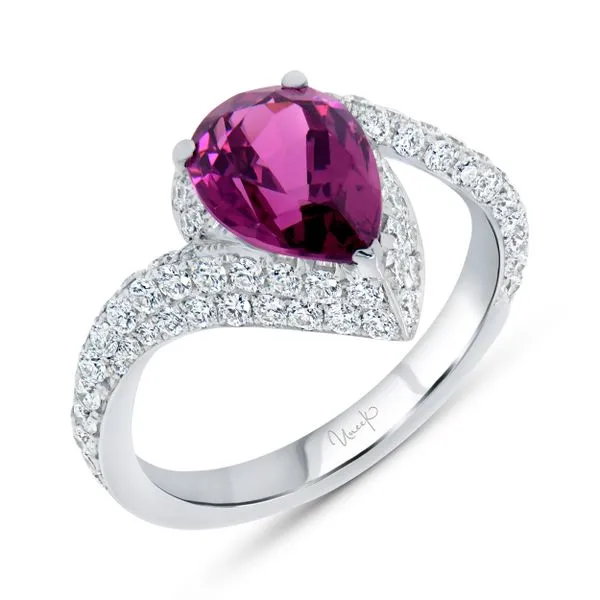 Uneek Precious Collection Bypass Pear Rhodolite Engagement Ring Diamond Source Jewelers Greenwood Village, CO