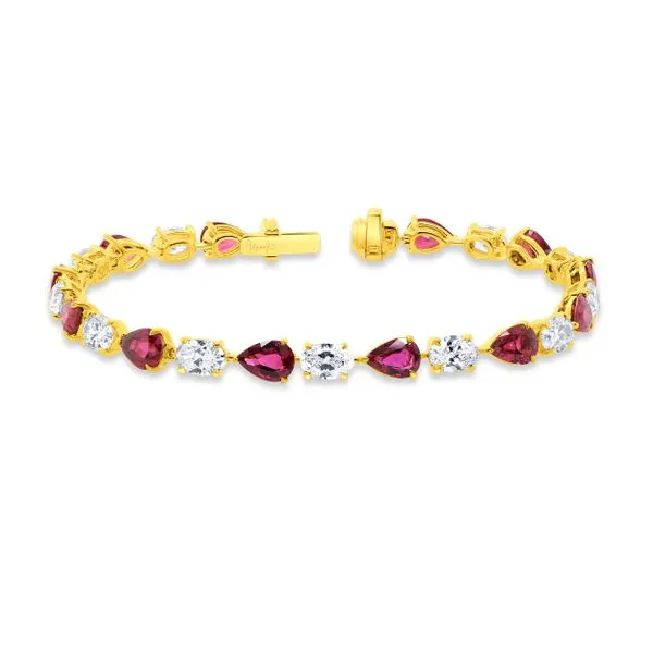 Uneek Precious Collection Pear Ruby Link Bracelet Quest Fine Jewelers Fairfax, VA