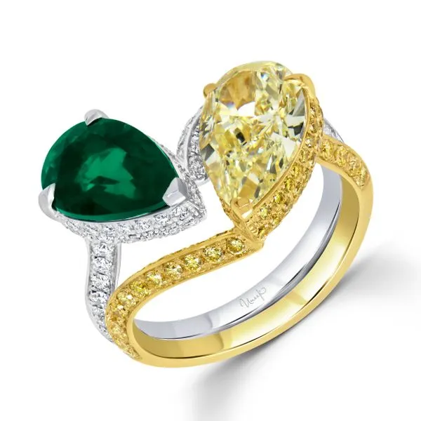 Uneek Natureal Collection Bypass Pear Fancy Light Yellow Diamond Fashion Ring Mystique Jewelers Alexandria, VA