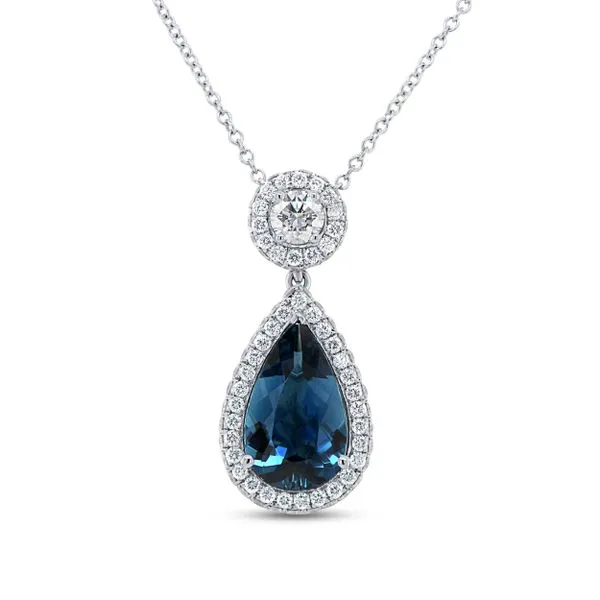 Uneek Precious Collection Pear Indicolite Tourmaline Drop Pendant Diamond Source Jewelers Greenwood Village, CO