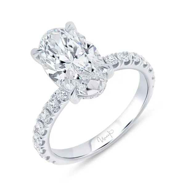 Uneek Signature Collection Under-Halo Oval Diamond Engagement Ring Diamond Source Jewelers Greenwood Village, CO