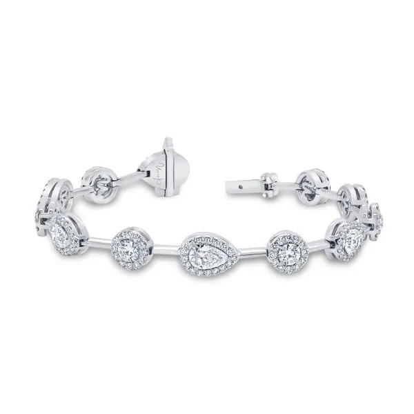 Uneek Signature Collection Halo Pear Diamond Link Bracelet Diamond Source Jewelers Greenwood Village, CO
