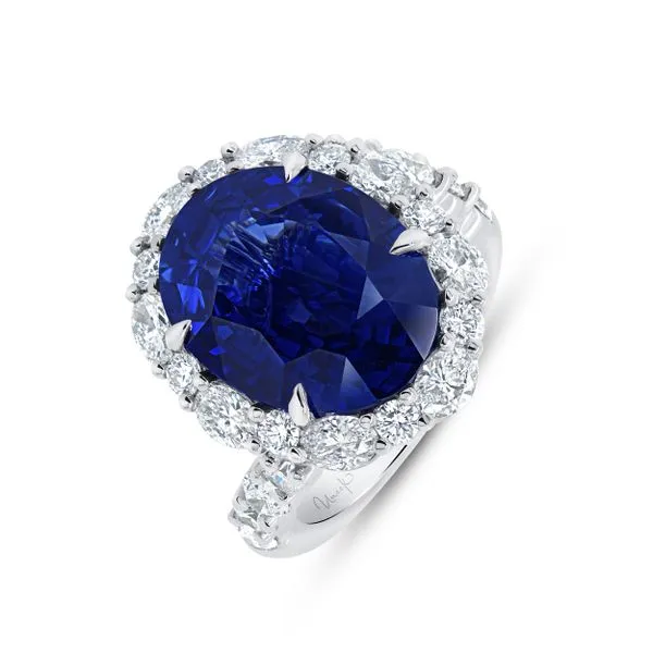 Uneek Precious Collection Bypass Oval Blue Sapphire Engagement Ring Quest Fine Jewelers Fairfax, VA