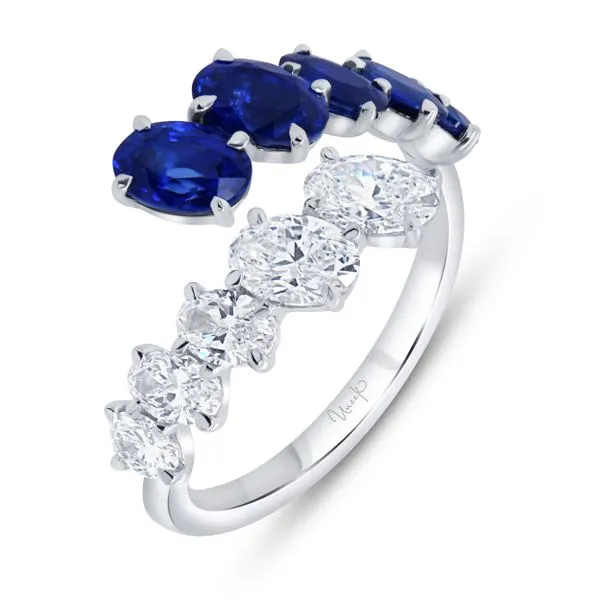 Uneek Precious Collection Bypass Oval Blue Sapphire Fashion Ring Quest Fine Jewelers Fairfax, VA