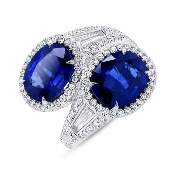Uneek Precious Collection Bypass Oval Blue Sapphire Fashion Ring Diamond Source Jewelers Greenwood Village, CO